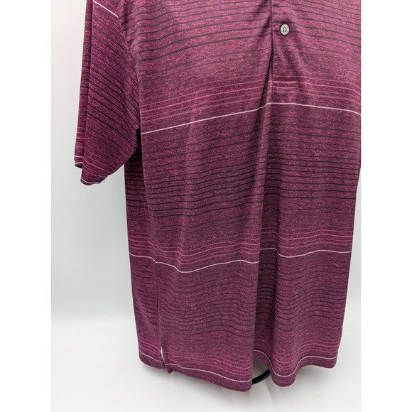 PG Tour Mens Medium Burgundy‎ Striped Golf Polo Shirt M - Picture 3 of 13